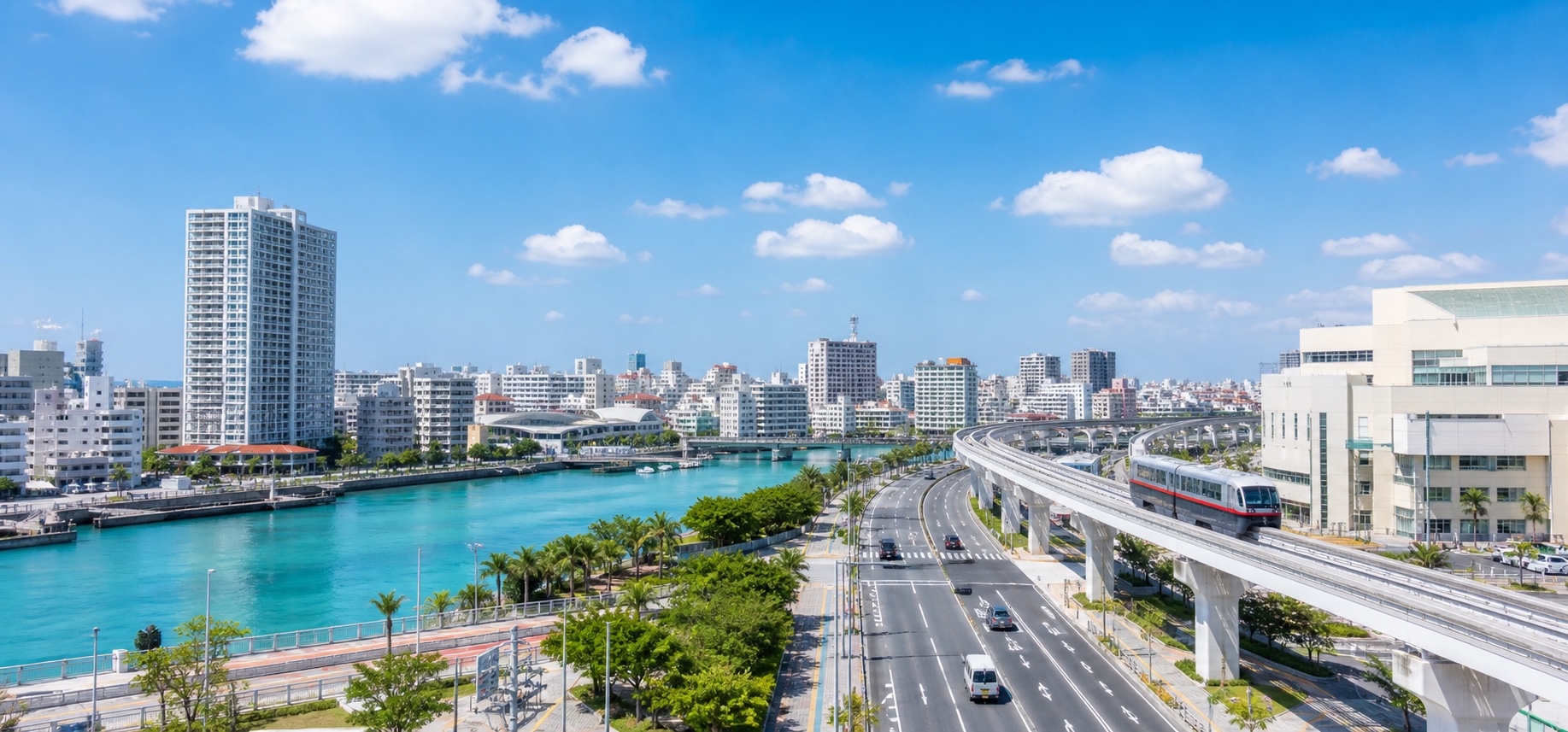 沖縄都市部の建物とインフラ